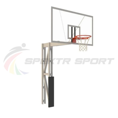 Купить Стойка баскетбольная уличная с защитой, щитом из оргстекла, аморт. кольцом и сеткой, вынос 225 см в Хадыженске 