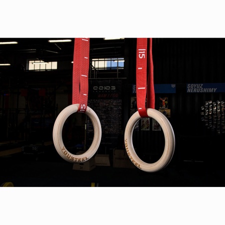 Купить Кольца гимнастические 32 мм красные стропы в Хадыженске 