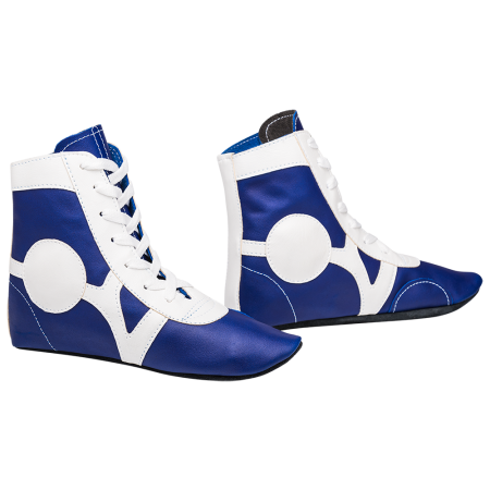 Купить Обувь для самбо SM-0102, кожа, синий Rusco в Хадыженске 